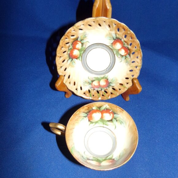 Vintage Tilso China Cup & Saucer Matching Set - Fruit Motif - Picture 2 of 4